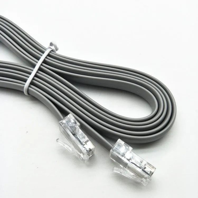 Silver grey CAT6 network cable with RJ-45 connectors, 2 metres long