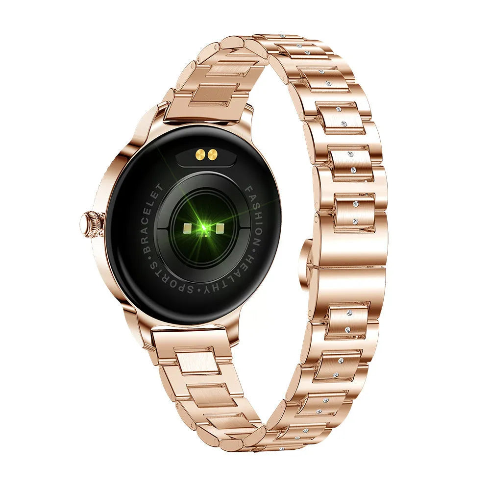 AK38 ladies smart watch with stainless steel bracelet and 1.09-inch colour display