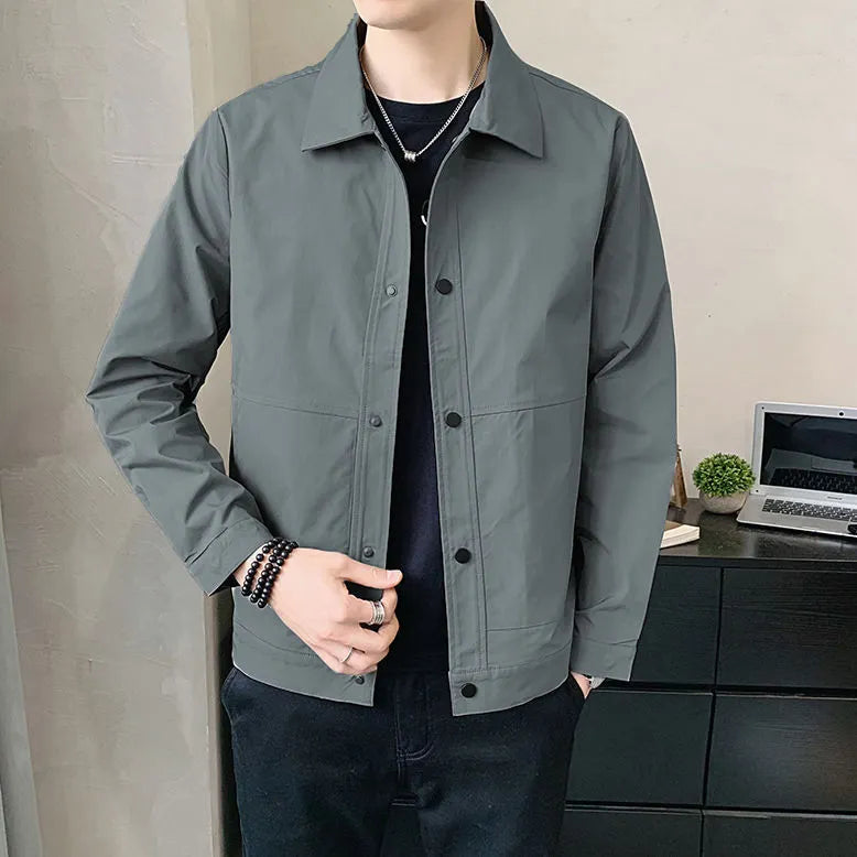 Men's single-layer Korean style jacket in polyester for spring and autumn wear.