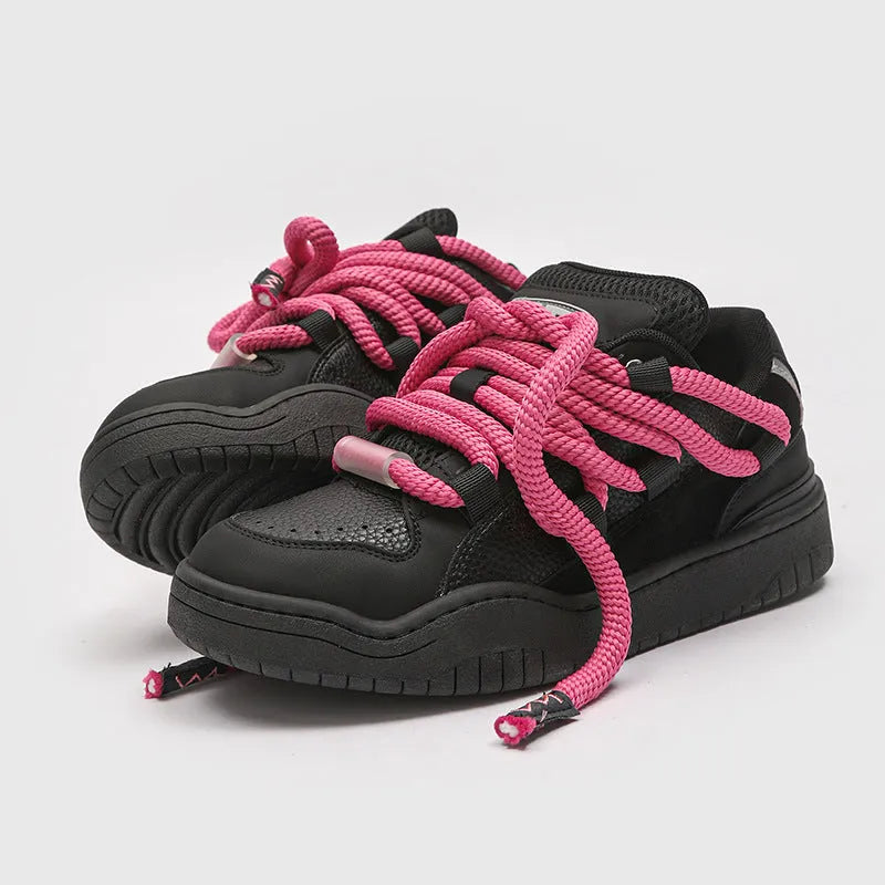 Breathable unisex casual lace-up shoes with a thick rubber sole and round toe in four colour options.