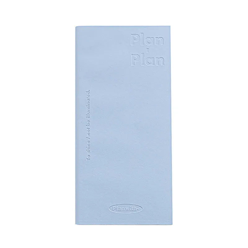 Embossed A5 daily meter notebook in blue, showing its 80 pages of 100g paper.
