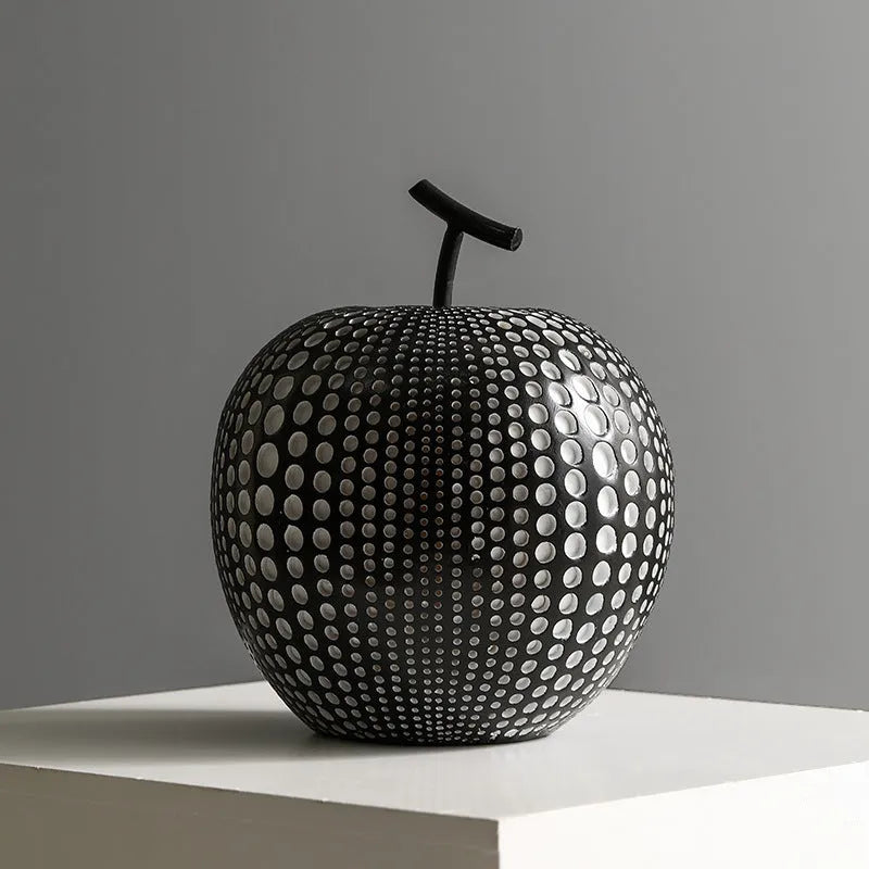 Resin apple and pear decorative crafts in multiple colours including white, black, orange and blue