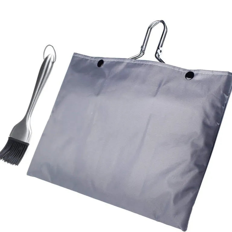 Stainless steel square barbecue mesh basket with folding design and cleaning brush