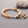 Handmade stone bead bracelet in wood colour with European American retro design