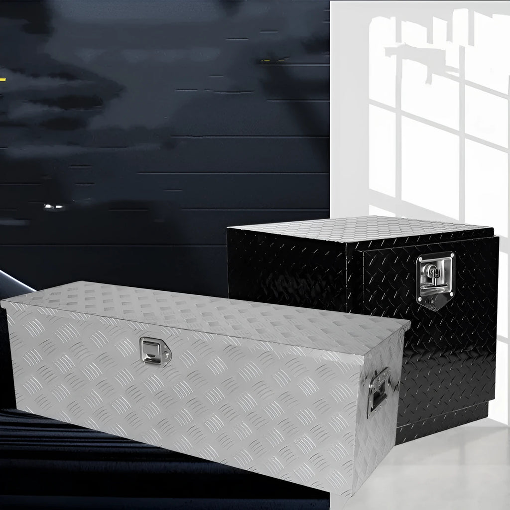 26-inch black aluminium alloy toolbox with T-casting construction