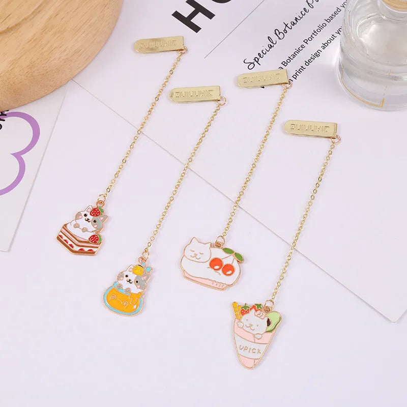 Jane Key Foodie Cute Pet Cat metal pendant bookmark in a choice of four cartoon cat designs.
