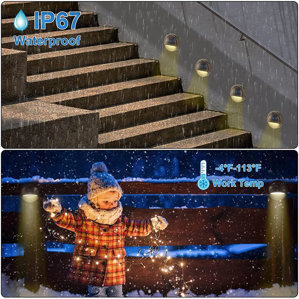 Low voltage outdoor step light with IP67 rating, showing compact aluminium body and PC lens.