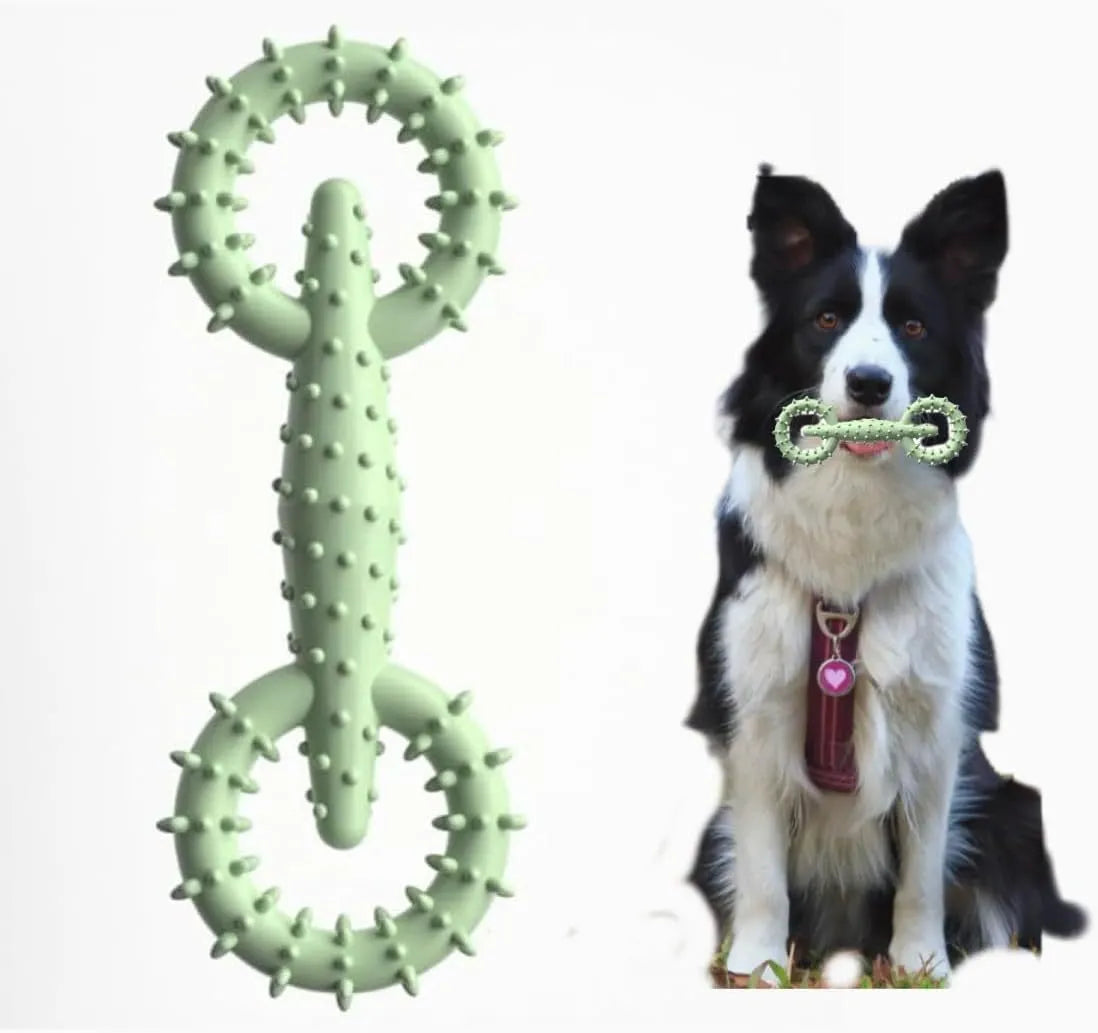 Blue TPR dog chew toy ring for teething puppies on a white background.