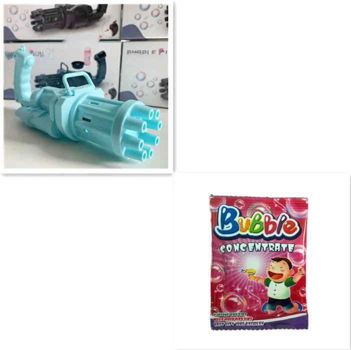 Kids plastic bubble gun toy machine in pink gold or black with 2-in-1 fan function and battery power