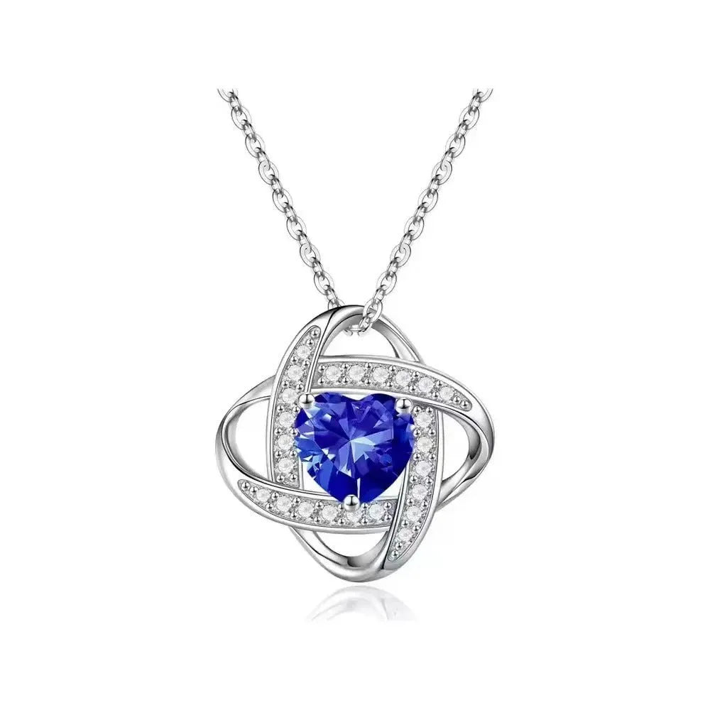 Copper heart necklace with electroplated gemstone colours on Tibetan silver plating