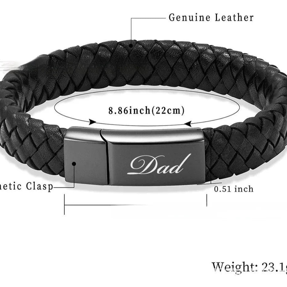 Black stainless steel bracelet with weaving design and English letter personalisation for travel commemoration