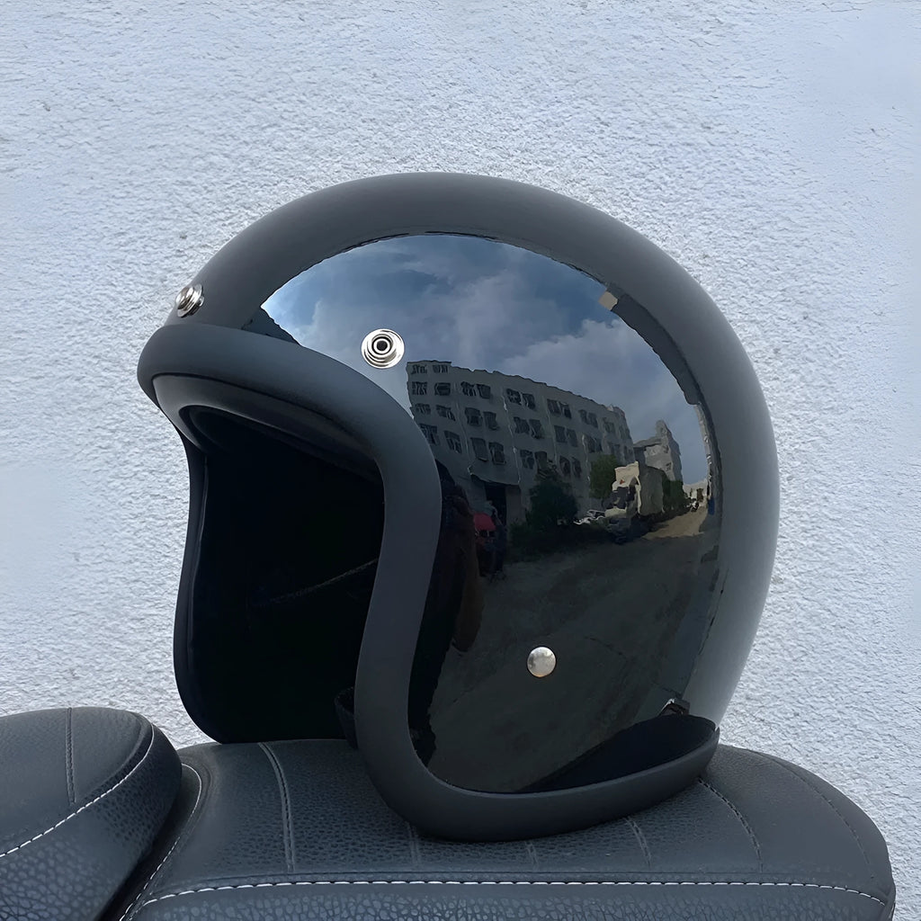 FRP retro half motorcycle helmet in Cement Gray for electric motorcycle commuting