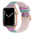 Diamond-encrusted double-sided allochroic silica gel Apple Watch strap in a listed colour and size