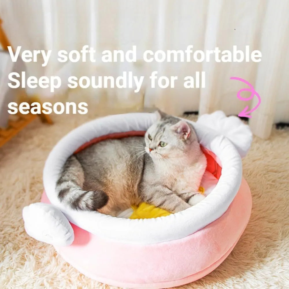 Pink honey pot shaped cat sofa bed with magic wand design and removable pad
