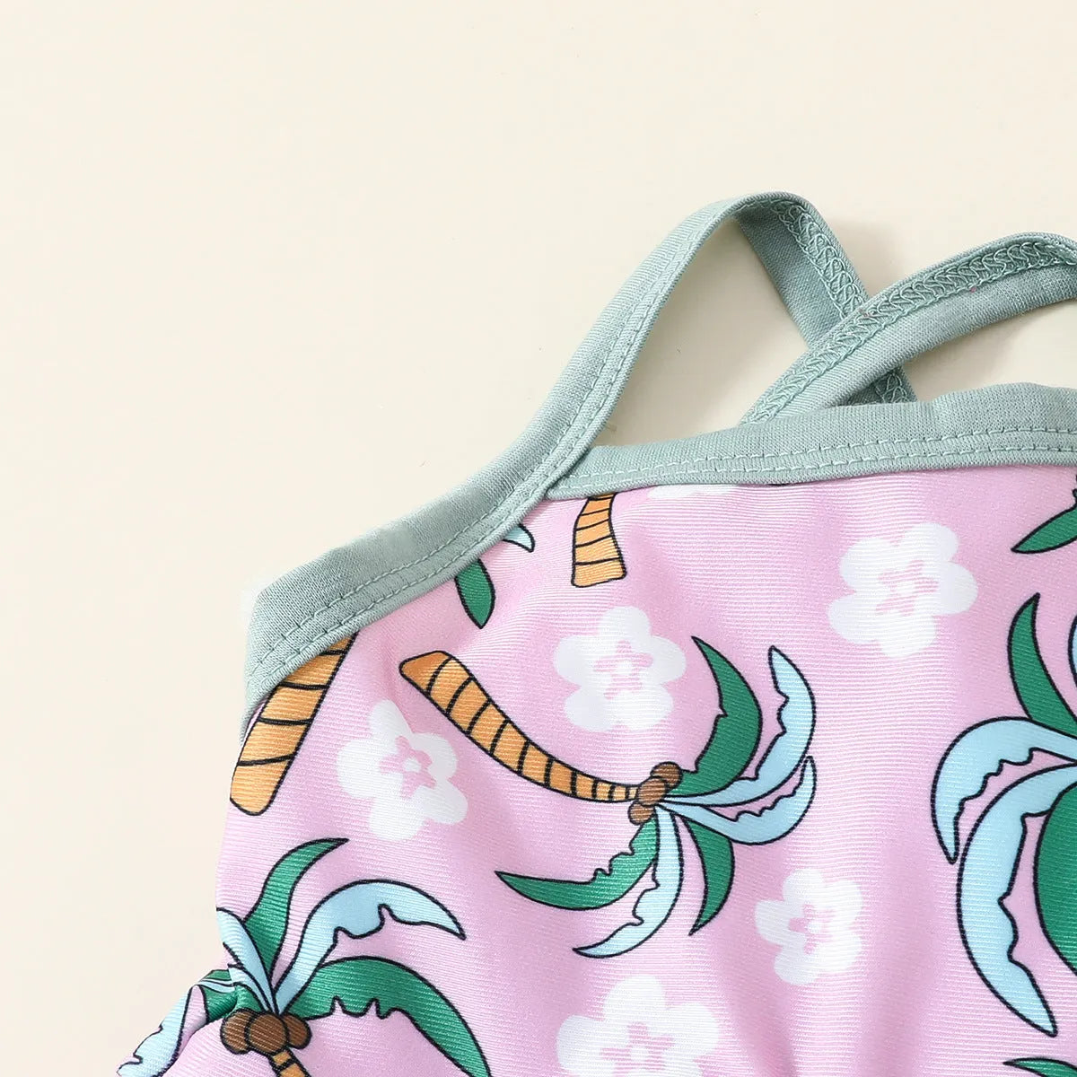 White children's two-piece swimsuit set with top and beach shorts