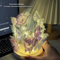 Handmade butterfly small night lamp DIY kit with glass shade and raw wood base for bedroom bedside