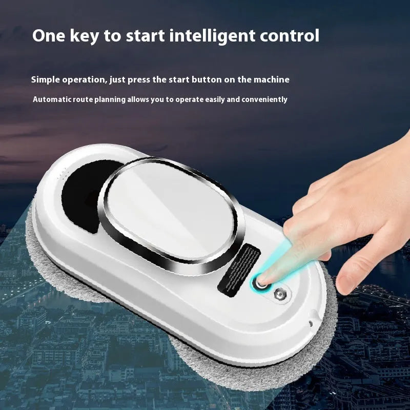 White automatic high-altitude window cleaning machine with remote control and accessories