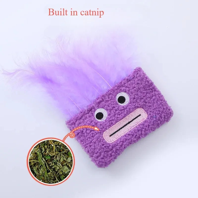 Big mouth explosion head-shaped catnip plush toy for cats in multiple colour options