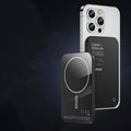 Magnetic wireless alloy power bank in black or titanium gold colour with creative design