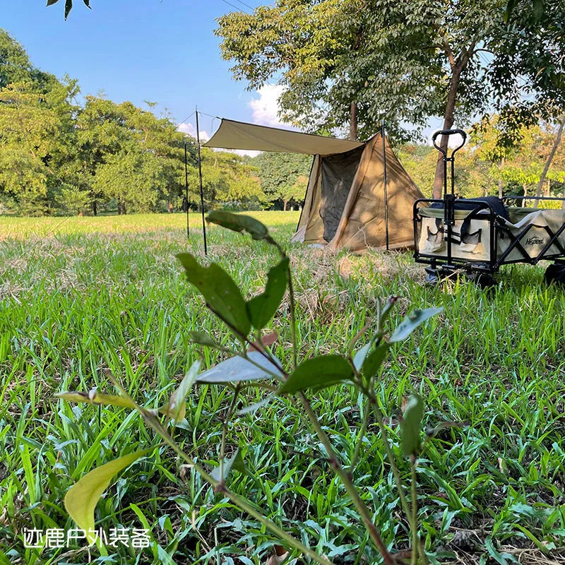 Lightweight brown shelter tent for 2-3 people with two aluminium alloy poles, nylon cover, waterproof over 3000MM, 1500g