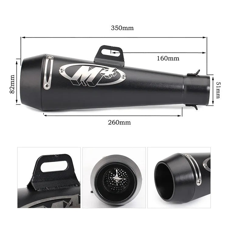 M4 universal motorcycle exhaust pipe in multiple colour finishes with back pressure variants