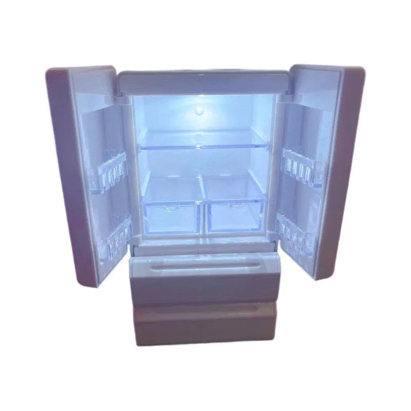 White miniature candy toy model with light-up feature, measuring 11.4cm tall