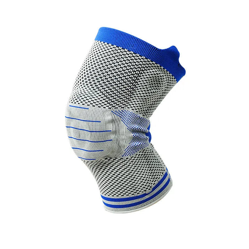Cotton knee pad with silicone massage spring bar shock absorber in black and gray colour