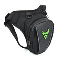 Motorcycle leg bag in red blue green grey colours with adjustable depth and crossbody shoulder waist carry options