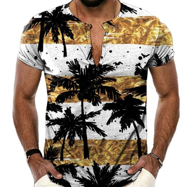 Men's short sleeve polyester sports shirt with lapel buttons in a solid colour