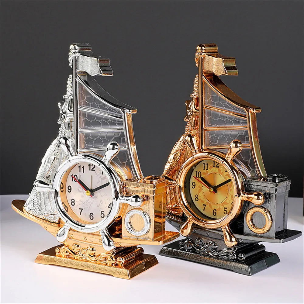 Digital alarm clock with LED display in gold or silver colour options