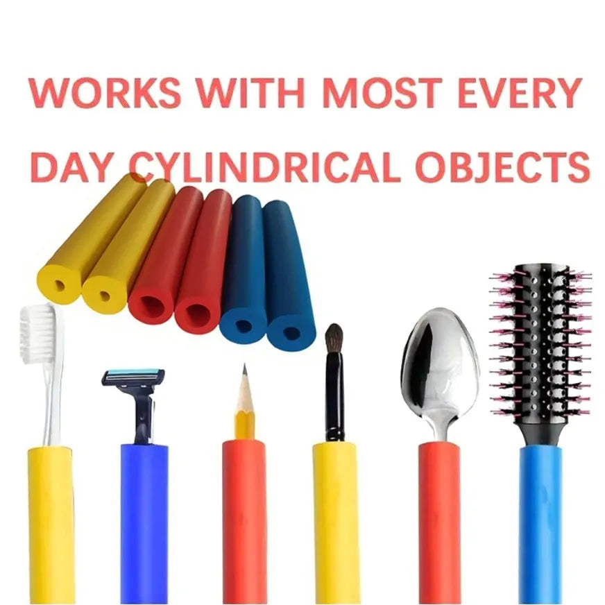 Set of black rubber grip hoses for improving hold on utensils and pens, showing inner diameter options.