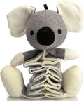Gray koala plush dog toy with crinkle paper and squeaker, measuring 30cm long.