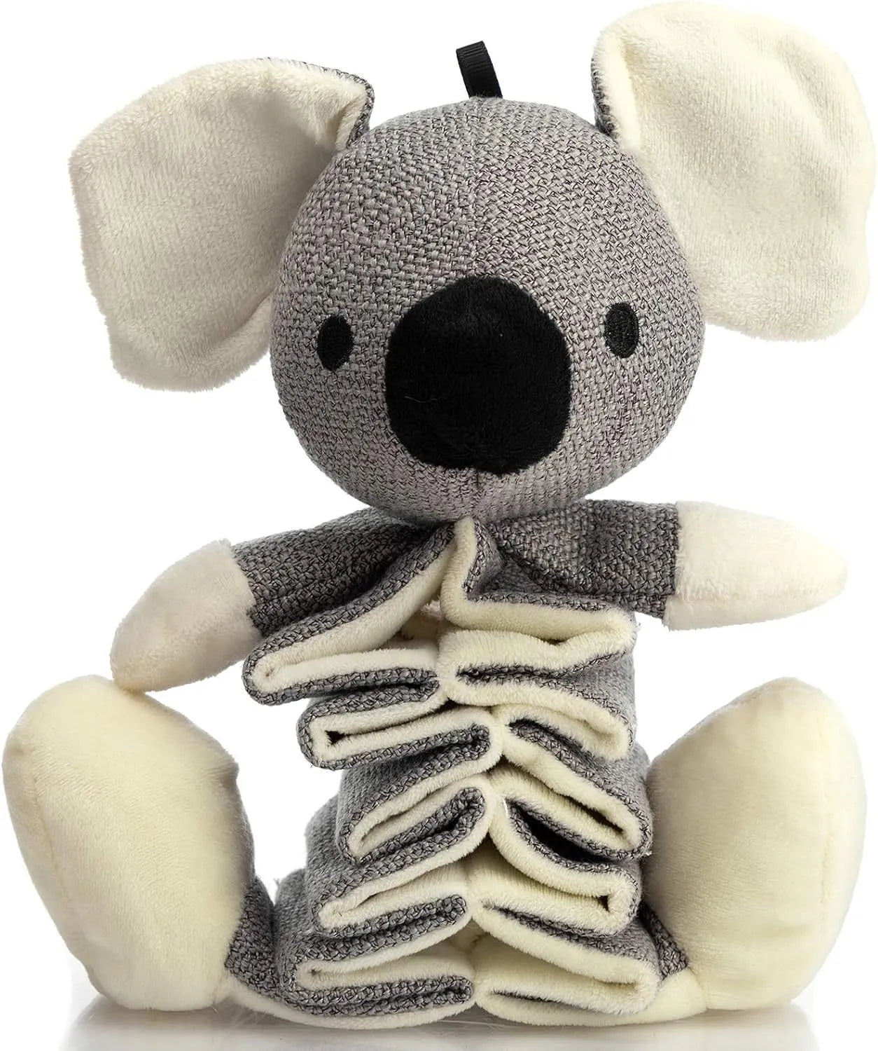Gray koala plush dog toy with crinkle paper and squeaker, measuring 30cm long.