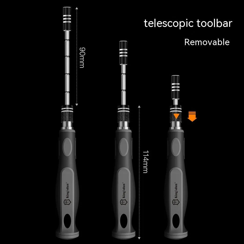 32-in-1 screwdriver set with PH1 bits in plastic storage case, dimensions 130x75x37mm