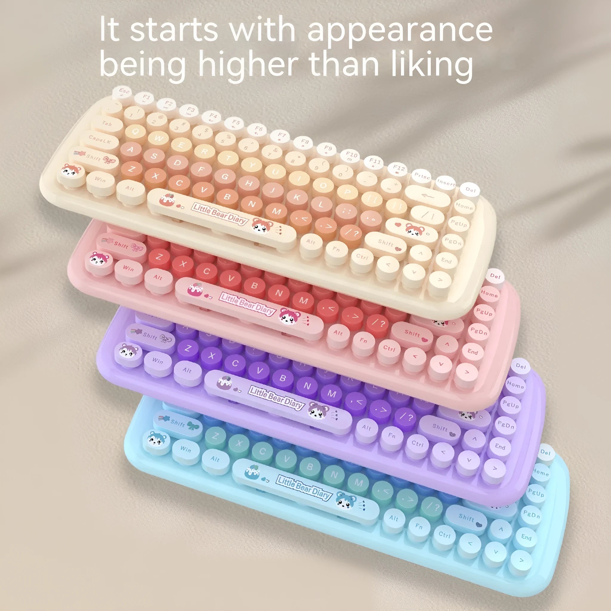 Pink cartoon wireless keyboard and mouse set with compact design for notebook and home office use