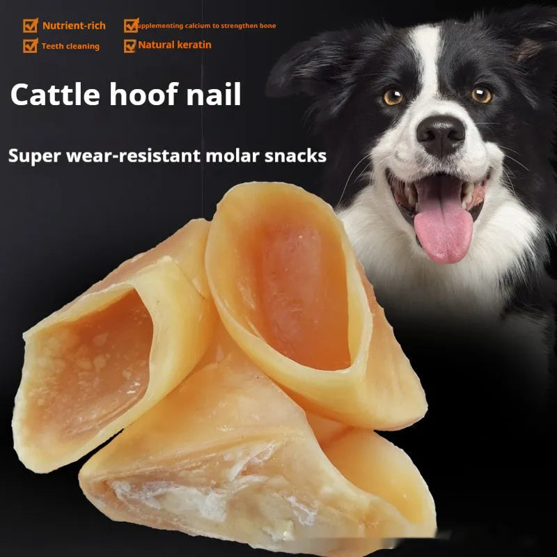 Natural cowhide hoof shell chew dog treat for small and large breeds.