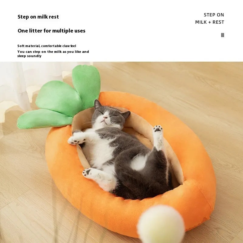 Carrot cartoon pattern double-sided pet mattress with removable washable cover for dogs