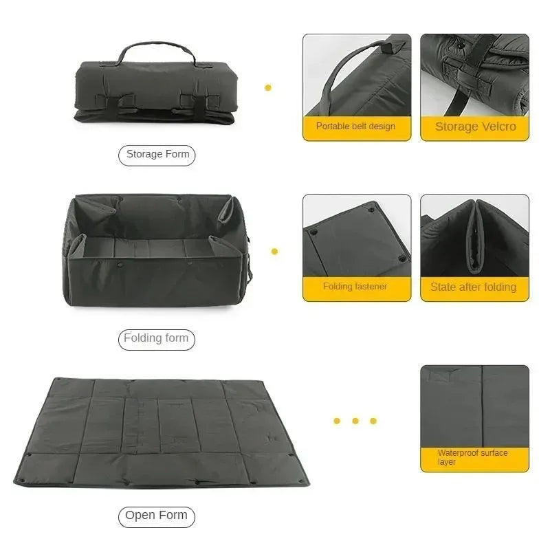 Black portable dog travel bed, 3-in-1 pet carrier, mat and cushion, collapsible water and dirt resistant kennel