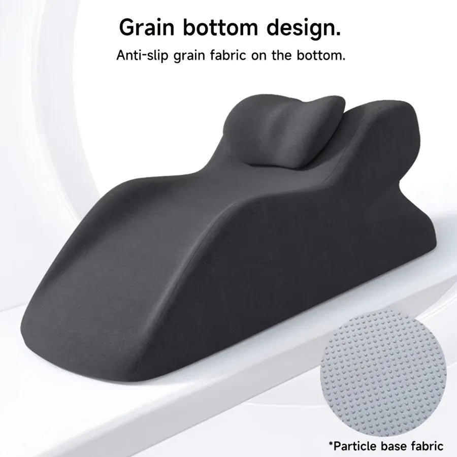 Soft prone position pillow with face cutout for reading, available in blue, gray, and green for stomach sleepers