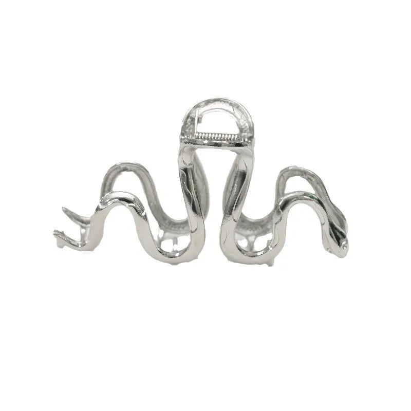 Slytherin serpentine snake metal hair clip barrettes 10.5cm silver gun black Harry Potter accessory