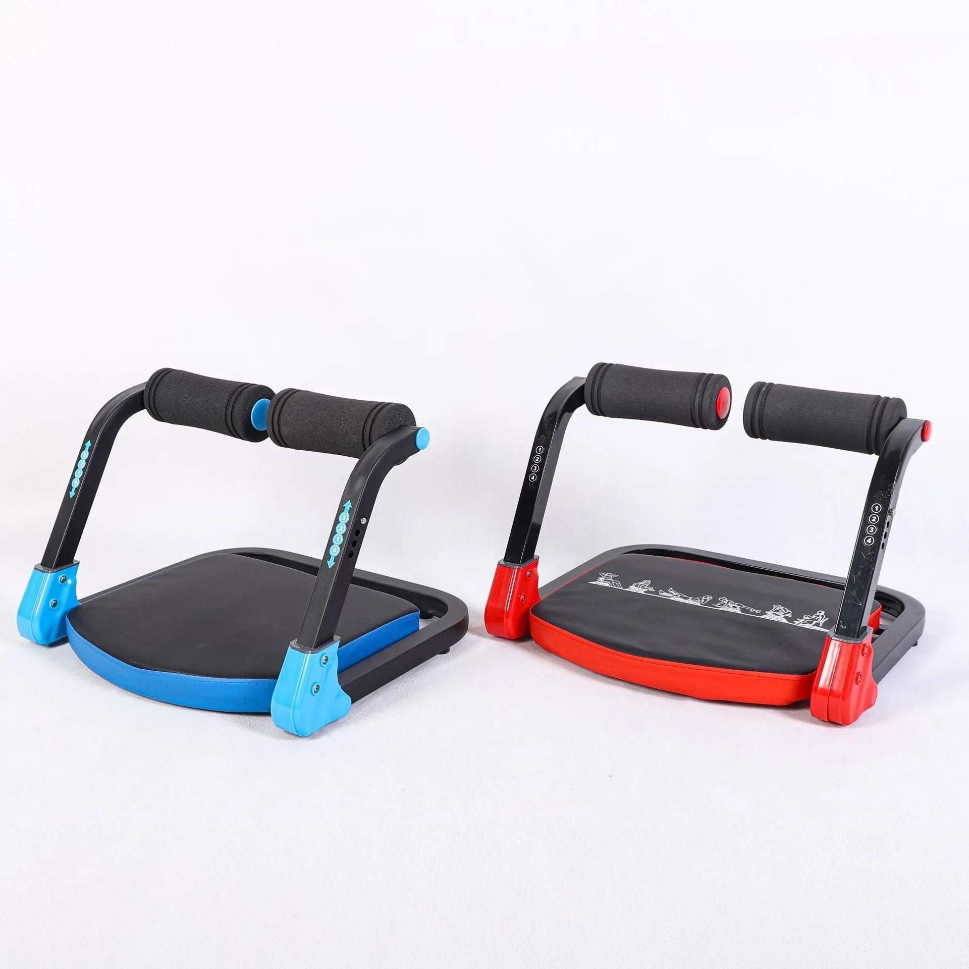 Mini abdominal fitness device in red or sky blue for portable core training