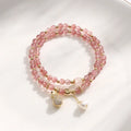 Strawberry quartz crystal bracelet with geometry shape and wallet bracelet design