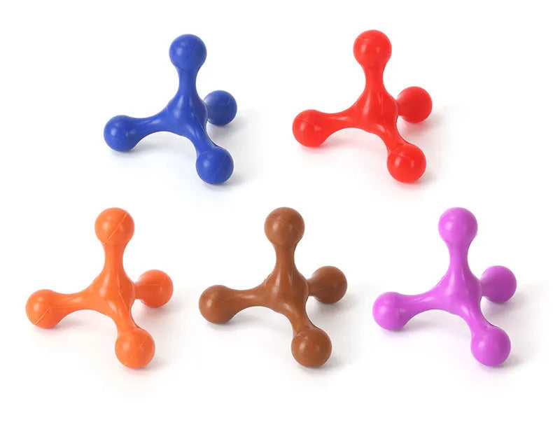 Silicone three-leg chew toy for small medium dogs in assorted colours