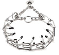 Stainless steel dog training prong collar with comfort rubber tips and adjustable links