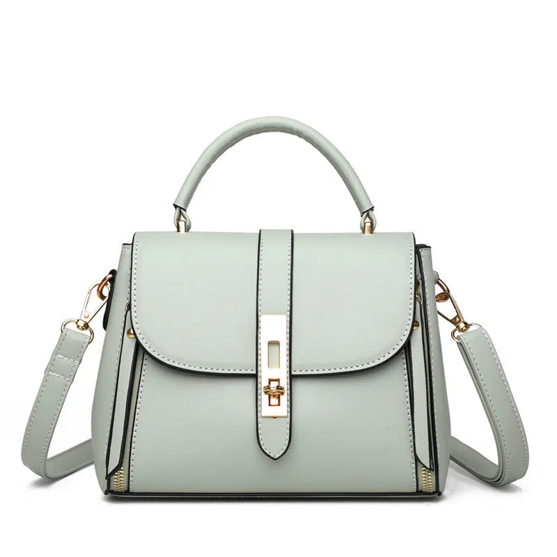 Women's soft leather messenger bag in square vertical design with adjustable shoulder strap