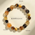Natural yellow 10mm artificial crystal bead bracelet with tower string design on wrist