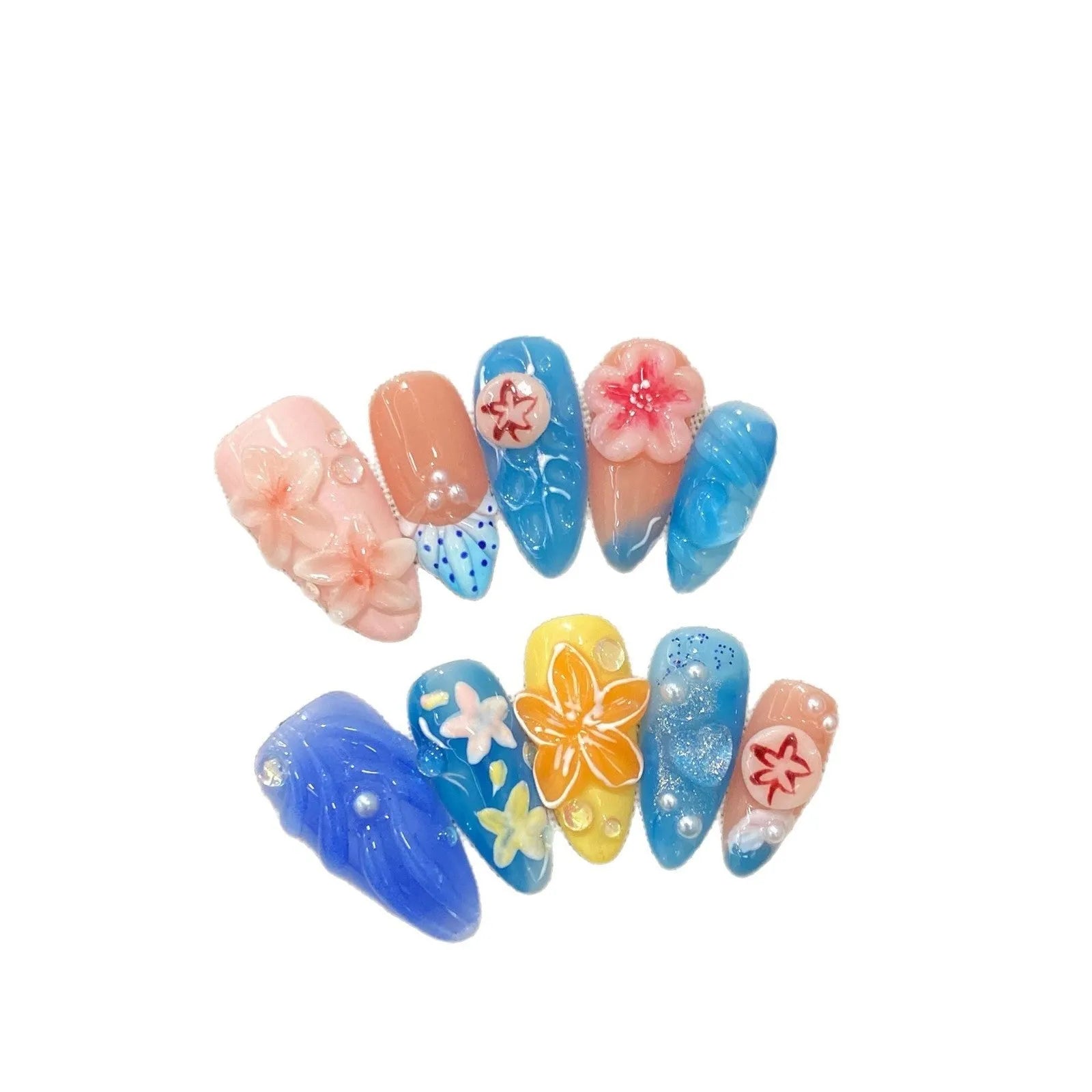 Three-dimensional carved jellyfish design on plastic wearable armour costume in almond nail colour