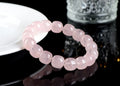Pink bamboo crystal bracelet with 11mm barrel beads in original geometry design