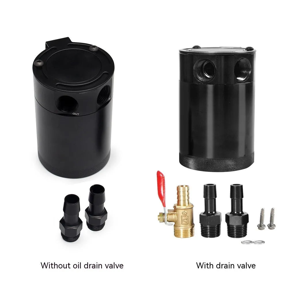 Black and silver aluminium automotive two-hole breathable machine oil pot with oil-free valve