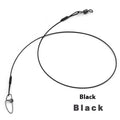 10 anti-bite steel wire fishing double buckle pins in green black red colours measuring 54cm long